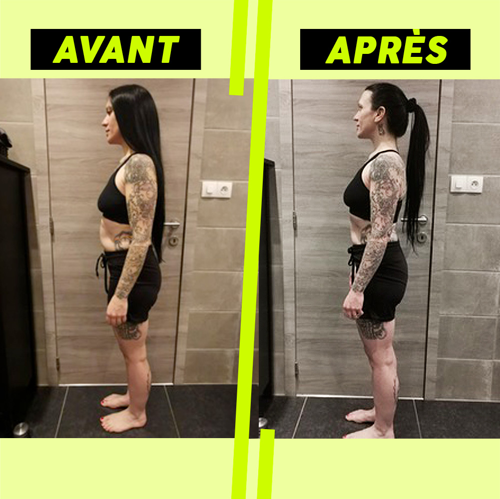 Avant / après coaching FitZone Trainer Infinity : transformation de virginie