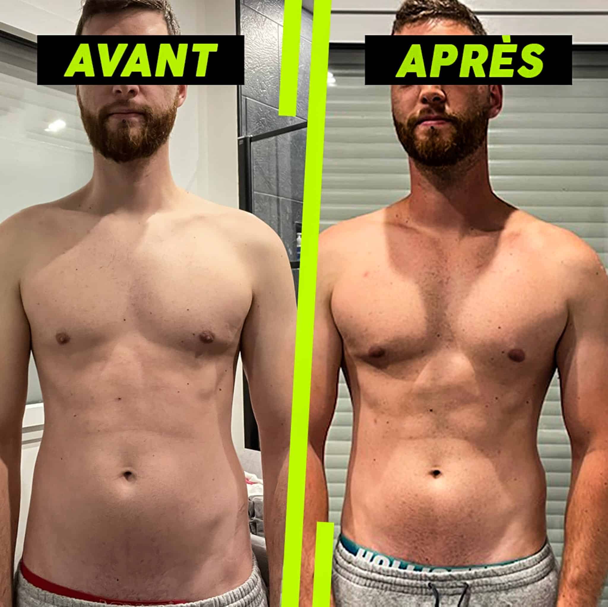 Avant-après coaching prise de masse FitZone Trainer Infinity